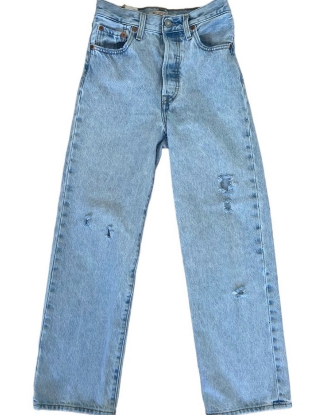 Levis Ribcage ankle jeans premium denim button fly straight leg blue high rise24